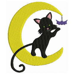 Stickmuster - Halloween Katze Mond